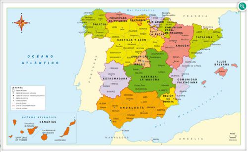 Mapa de España con sus provincias