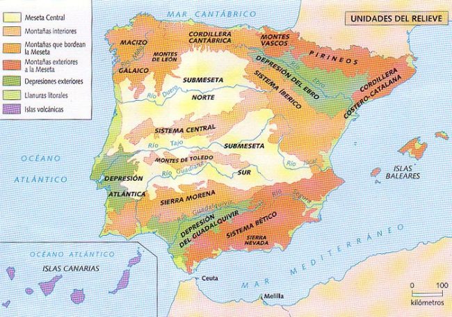 ¿Cuáles son los principales relieves de España?